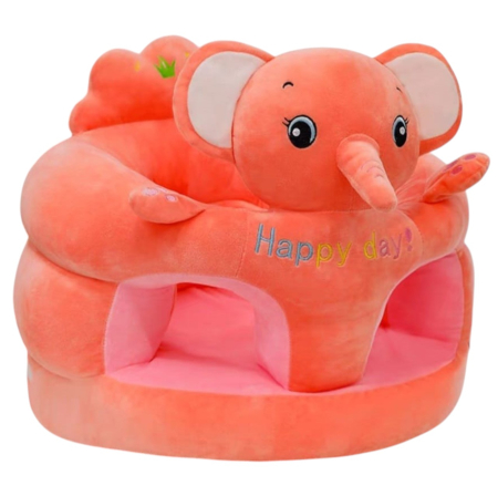 Fotolii bebelusi - Fotoliu bebe cu spatar si suport de picioare - Elefantica Roz Happy Day