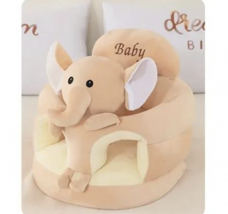 Fotolii din plus pentru copii - Fotoliu bebe cu spatar si suport de picioare - Elefantul crem