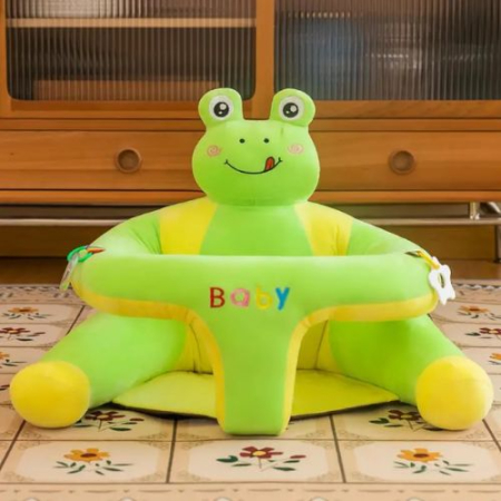 Fotolii bebelusi - Fotoliu bebe din plus Baby Animale cu jucarii incluse, Broscuta verde