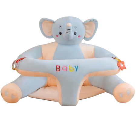 Fotolii bebelusi - Fotoliu bebe din plus Baby Animale cu jucarii incluse, Elefantul Bleu