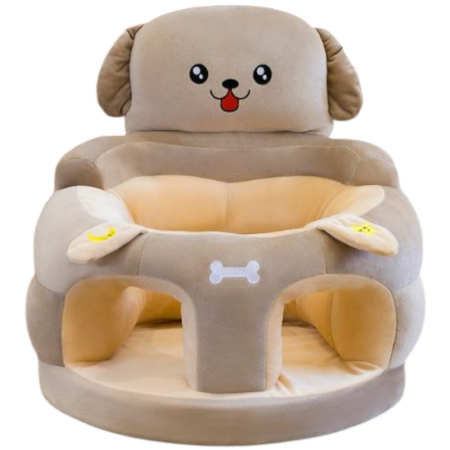 Fotolii bebelusi - Fotoliu bebe din plus, cu sezut de burete - Catelusul cafeniu