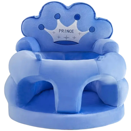 Fotolii bebelusi - Fotoliu bebe din plus, cu sezut de burete - Printul Albastru
