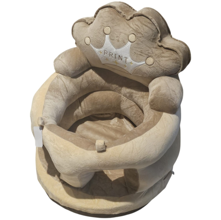 Fotolii bebelusi - Fotoliu bebe din plus, cu sezut de burete - Printul Crem
