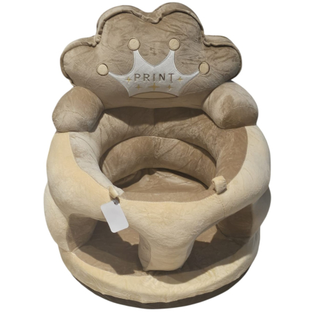 Fotolii bebelusi - Fotoliu bebe din plus, cu sezut de burete - Printul Crem