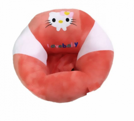 Fotolii din plus pentru copii - Fotoliu Bebe LovelyBaby Invat Sa Stau In Fundulet XXL 60 cmn - Hello Kitty corai/roz