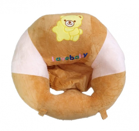 Fotolii din plus pentru copii - Fotoliu Bebe LovelyBaby Invat Sa Stau In Fundulet XXL 60 cm - Ursulet cafeniu/roz