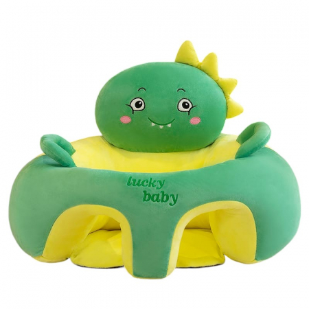 Fotolii din plus pentru copii - Fotoliu bebelusi cu spatar si suport picioare Lucky Baby, Dinozaurul verde