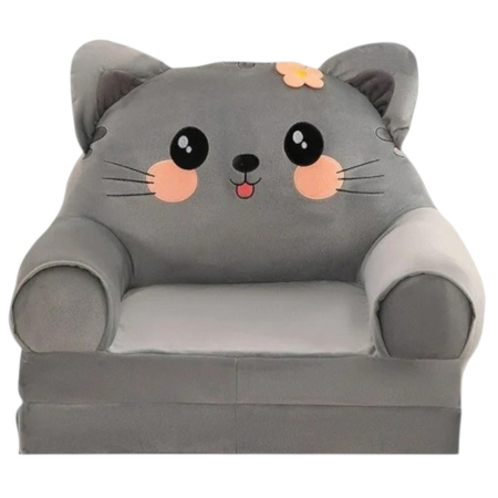 Fotolii din plus pentru copii - Fotoliu Extensibil din plus si 2 placi burete Pisicuta Gri inchis