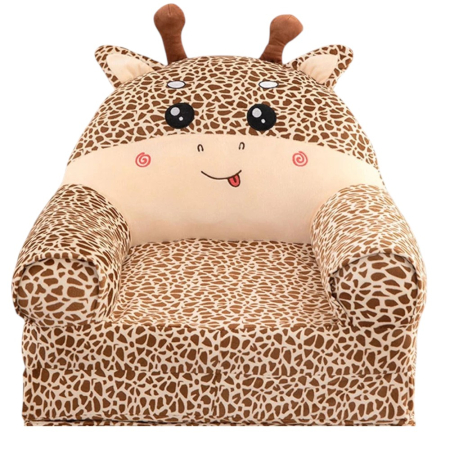 Fotolii din plus pentru copii - Fotoliu Extensibil din plus si 2 placi burete Girafa crem cu pete maro