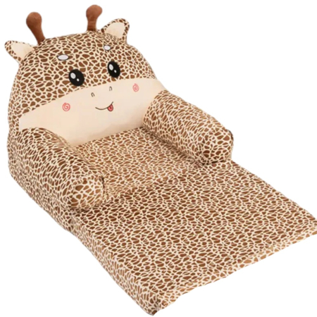 Fotolii din plus pentru copii - Fotoliu Extensibil din plus si 2 placi burete Girafa crem cu pete maro