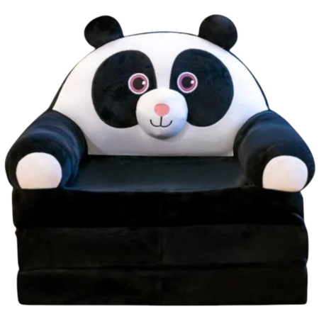Fotolii din plus pentru copii - Fotoliu Extensibil din plus si 3 placi burete Ursuletul Panda Negru cu Alb
