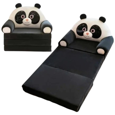 Fotolii din plus pentru copii - Fotoliu Extensibil din plus si 3 placi burete Ursuletul Panda Negru cu Alb