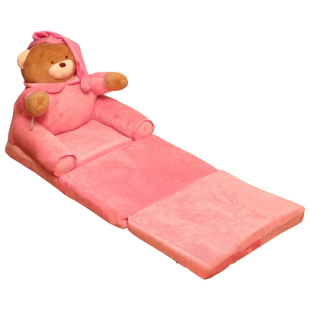 Fotolii din plus pentru copii - Fotoliu Extensibil din plus si 3 placi burete Ursusletul Somnoros cu fes, roz