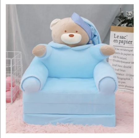 Fotoliu Extensibil din plus si 3 placi burete Ursusletul Somnoros cu fes, bleu [2]