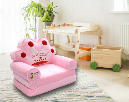 Fotoliu Extensibil din plus si 2 placi burete Tronul Printesei Roz [3]