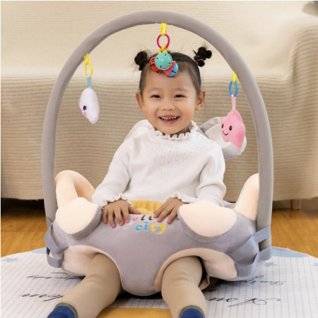 Fotolii din plus pentru copii - Fotoliu Felicity cu arcada si manere laterale - Soricel Gri