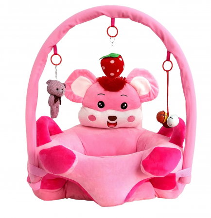 Fotolii bebelusi - Fotoliu Felicity cu arcada si manere laterale - Soricel Roz