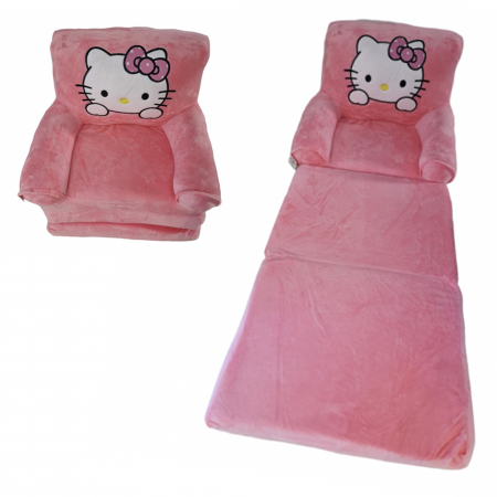 Fotolii extensibile - Fotoliu Hello Kitty, cu 3 placi, Extensibil la 115 cm