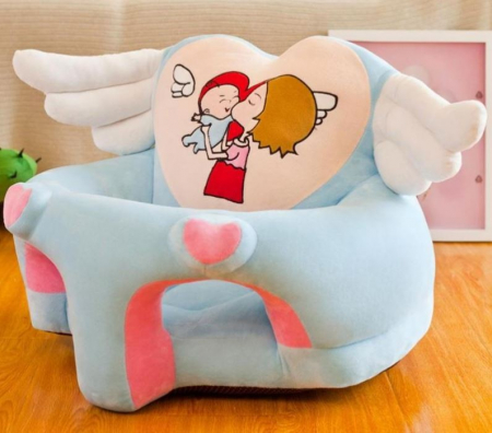 Fotolii din plus pentru copii - Fotoliu pentru bebe din plus cu spatar si suport de picioare - Ingeras bleu