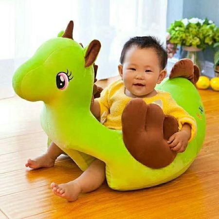 Fotolii bebelusi - Fotoliu pentru bebe din plus cu spatar si suport de picioare - Unicorn Verde