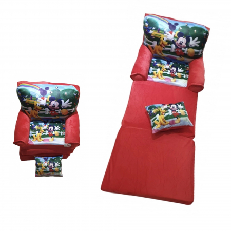 Fotolii extensibile - Fotoliu si perna Clubul lui Mickey Mouse, cu 3 placi, Extensibil la 115 cm