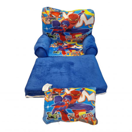 Fotolii extensibile - Fotoliu Spiderman cu imprimeu cu 2 placi, Extensibil la 80 cm