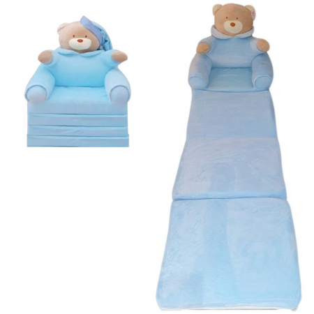 Fotolii extensibile - Fotoliu Urs Bleu, cu 4 placi, Extensibil la 150 cm