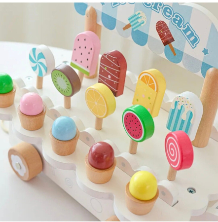 Caruciorul cu Gelaterie, din lemn, alb [3]