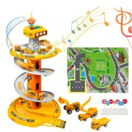 Garaj auto de Autoutilitare cu pista circulara 3 nivele, sunete, covor si 3 masini [2]