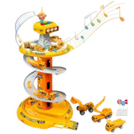 Garaj auto de Autoutilitare cu pista circulara 3 nivele, sunete, covor si 3 masini [4]