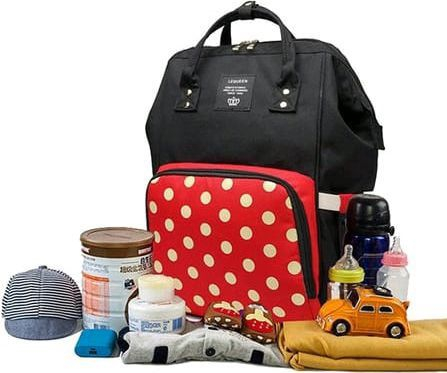 Geanta rucsac Living Share pentru mamicile de bebelusi, rosu cu buline albe [2]