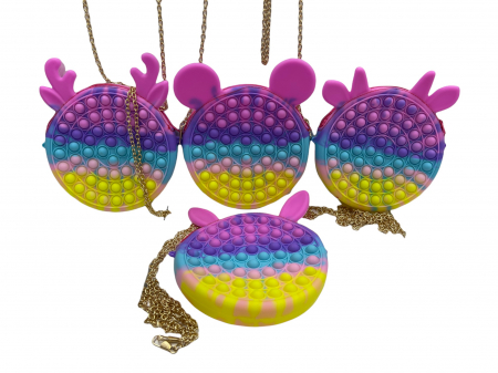 Pop it - Gentuta cu lant auriu si fermoar Pop It Macaroons, Vacuta
