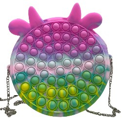 Gentuta mare cu lant argintiu si fermoar Pop It Macaroons, Vacuta [6]