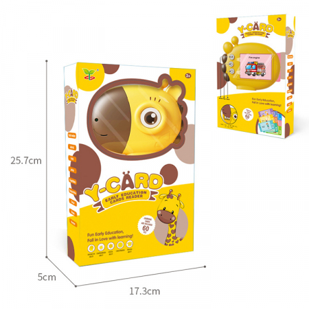Jucarii interactive bebe - Joc educativ, girafa, cititor de carduri cu lumina, 60 carduri