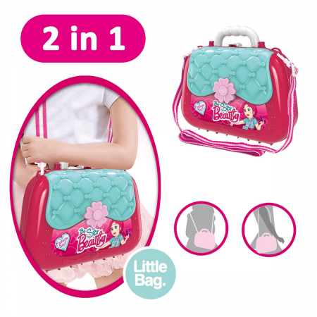 Moda - Mese de frumusete si accesorii - Set de beauty cu diverse accesorii, geanta infrumusetare, tip Montessori