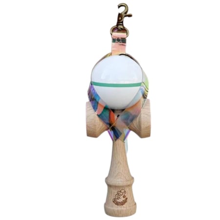 Jocuri si Jucarii - Husa pentru Kendama din PVC, Breloc cu Catarama de Agatare, 12 x 6 cm, Alb Multicolor