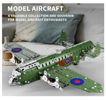 Joc constructii din metal 389 piese - avion militar clasic, 8 ani+ [2]