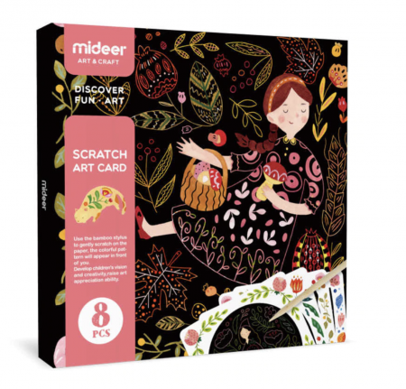 Articole pentru desen si pictura - Joc creativ de razuit Scratch Art Card, Mideer roz