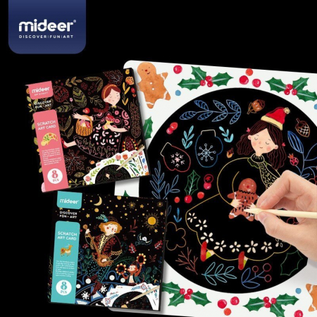 Joc creativ de razuit Scratch Art Card, Mideer verde [4]