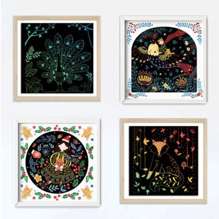 Joc creativ de razuit Scratch Art Card, Mideer verde [10]