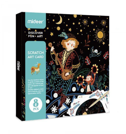 Articole pentru desen si pictura - Joc creativ de razuit Scratch Art Card, Mideer verde