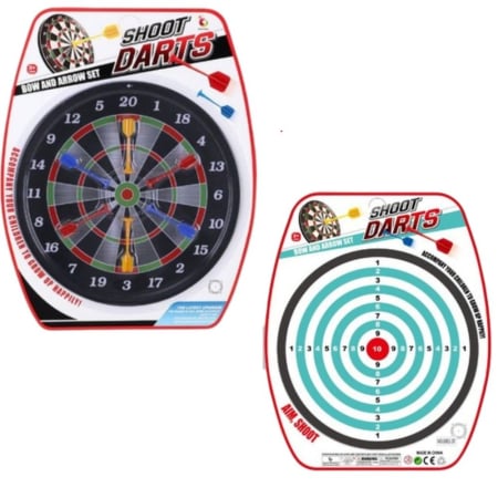 Jocuri si Jucarii - Joc Dart Magnetic Cu 2 Fete Tinta Clasica Si Cercuri 6 Sageti, 37 cm, 3 ani+