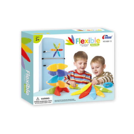 Jocuri si Jucarii - Set de Constructie Magnetic Flexibil Flexible Blocks cu Piese din Silicon, 14 piese