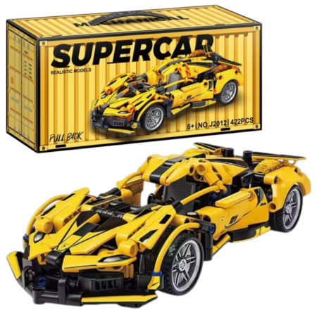 Jocuri si Jucarii - Joc de constructie Masina Galbena, scara 1:18, 422 piese