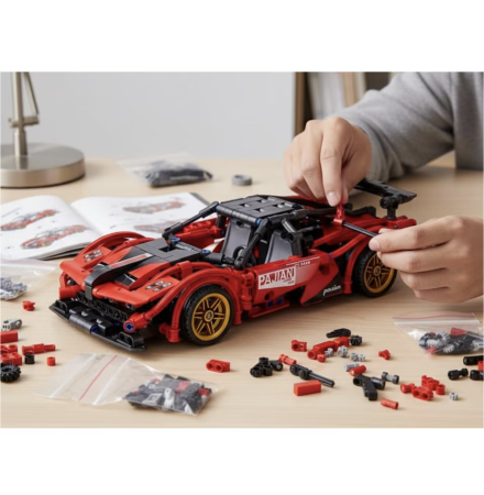 Joc de constructie Masina Rosie, scara 1:18, 482 piese [3]