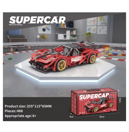 Joc de constructie Masina Rosie, scara 1:18, 482 piese [7]