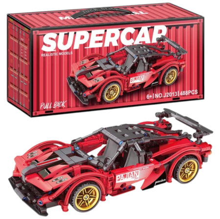 Jocuri si Jucarii - Joc de constructie Masina Rosie, scara 1:18, 482 piese