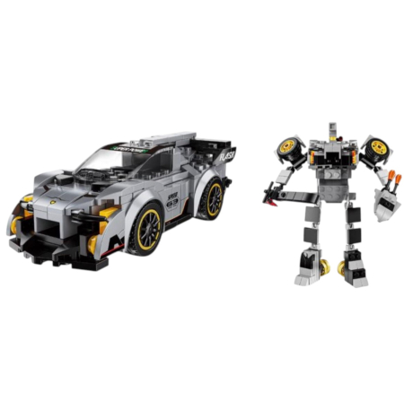 Joc de construit 2 in 1 masina de curse pull back si robot, 212 piese [3]