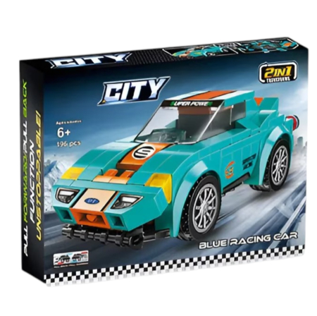 Joc de construit 2 in 1 masina de curse pull back si robot, 196 piese [5]