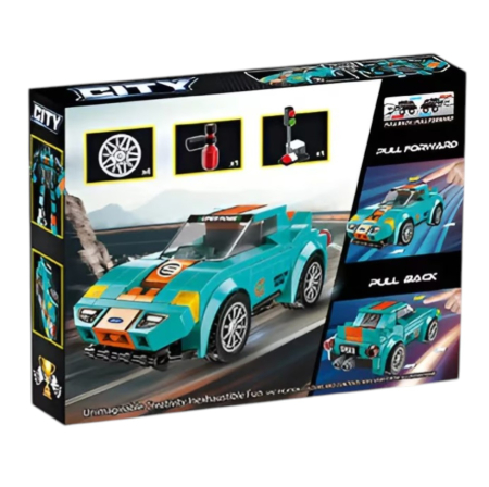 Joc de construit 2 in 1 masina de curse pull back si robot, 196 piese [6]
